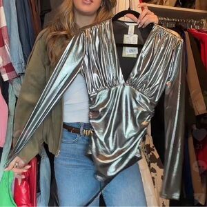 H&M Shimmering Silver Bodysuit